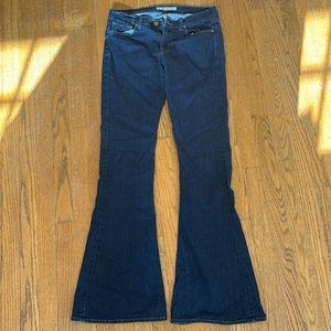 J Brand, dark wash bell bottom jeans, size 28